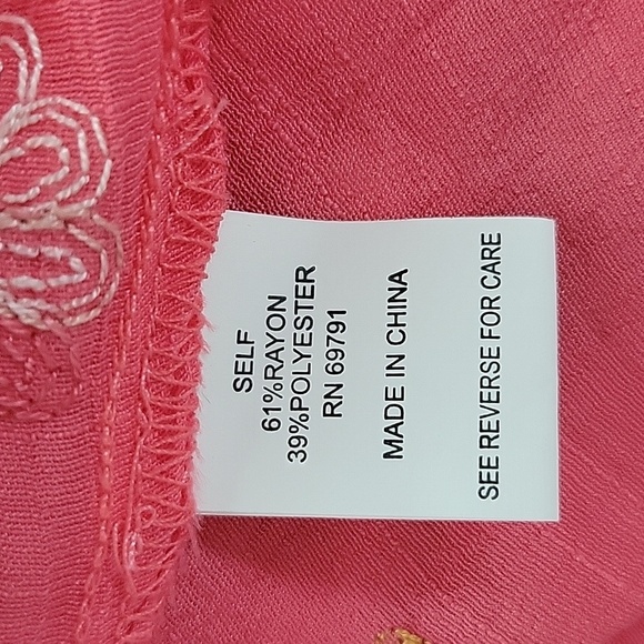 Hope Springs Pink Embroidered Sheer Tunic Blouse Size XL - Picture 6 of 7